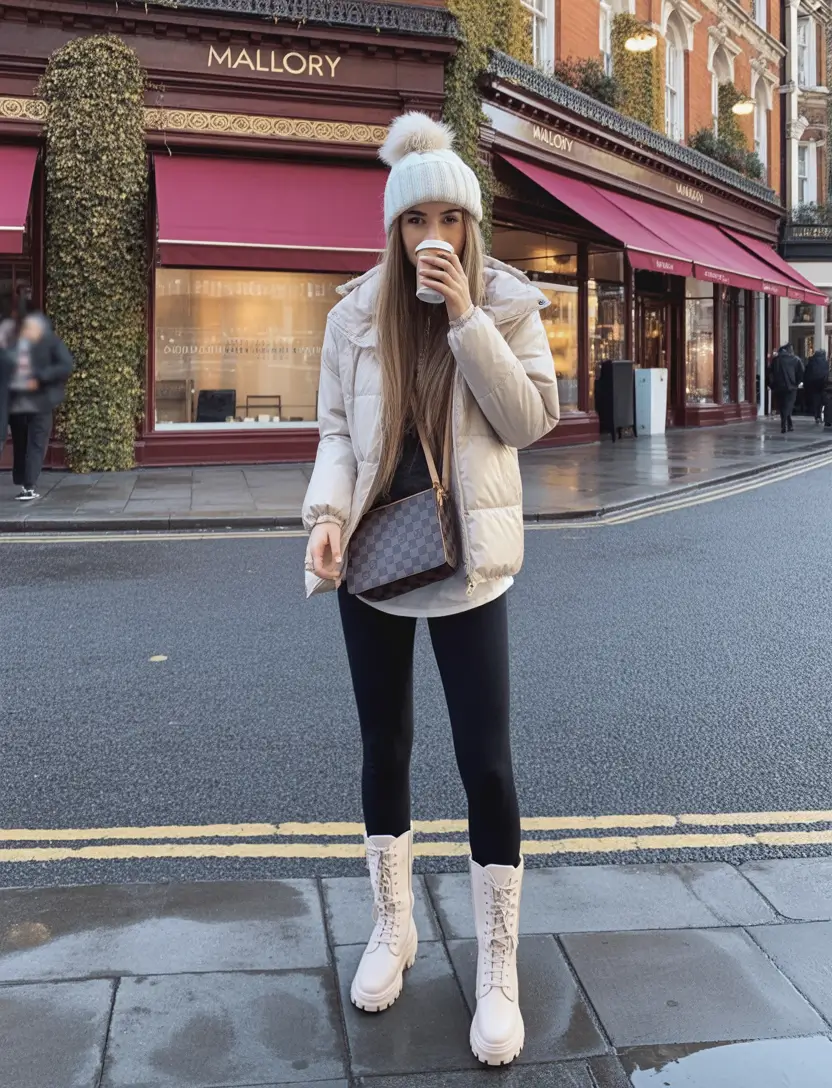 legging outfits Winter Cafe Chic