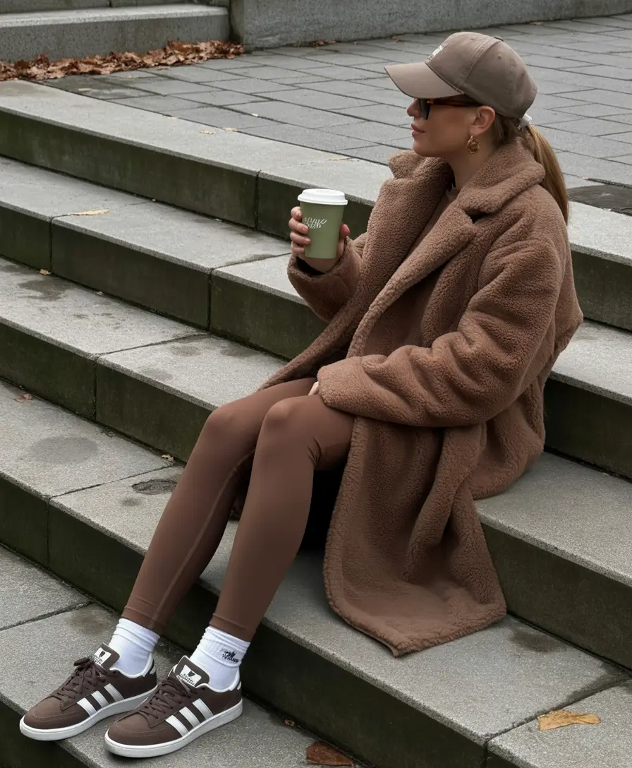 legging outfits Warm Latte Layers