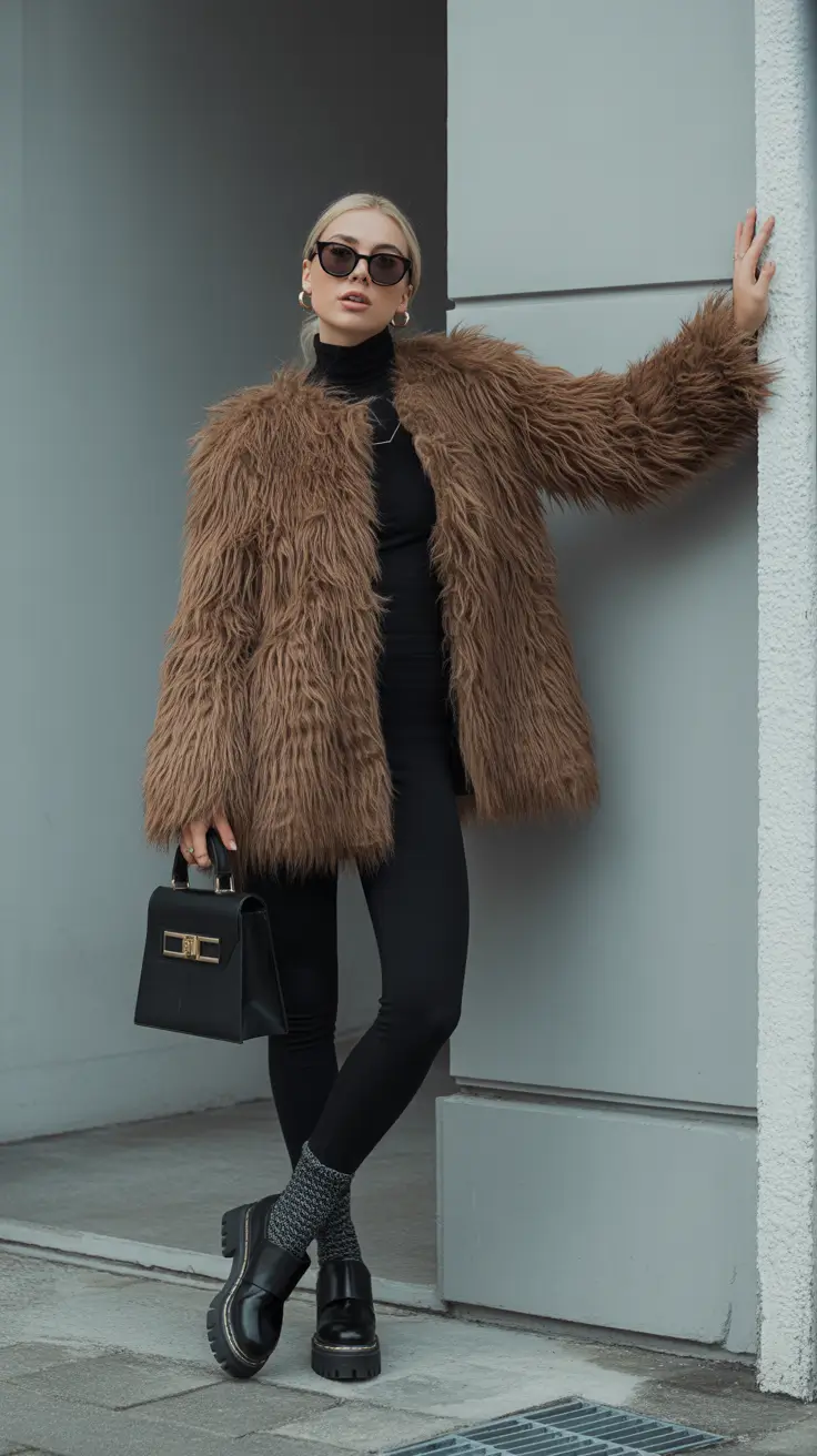 legging outfits Faux Fur Glam
