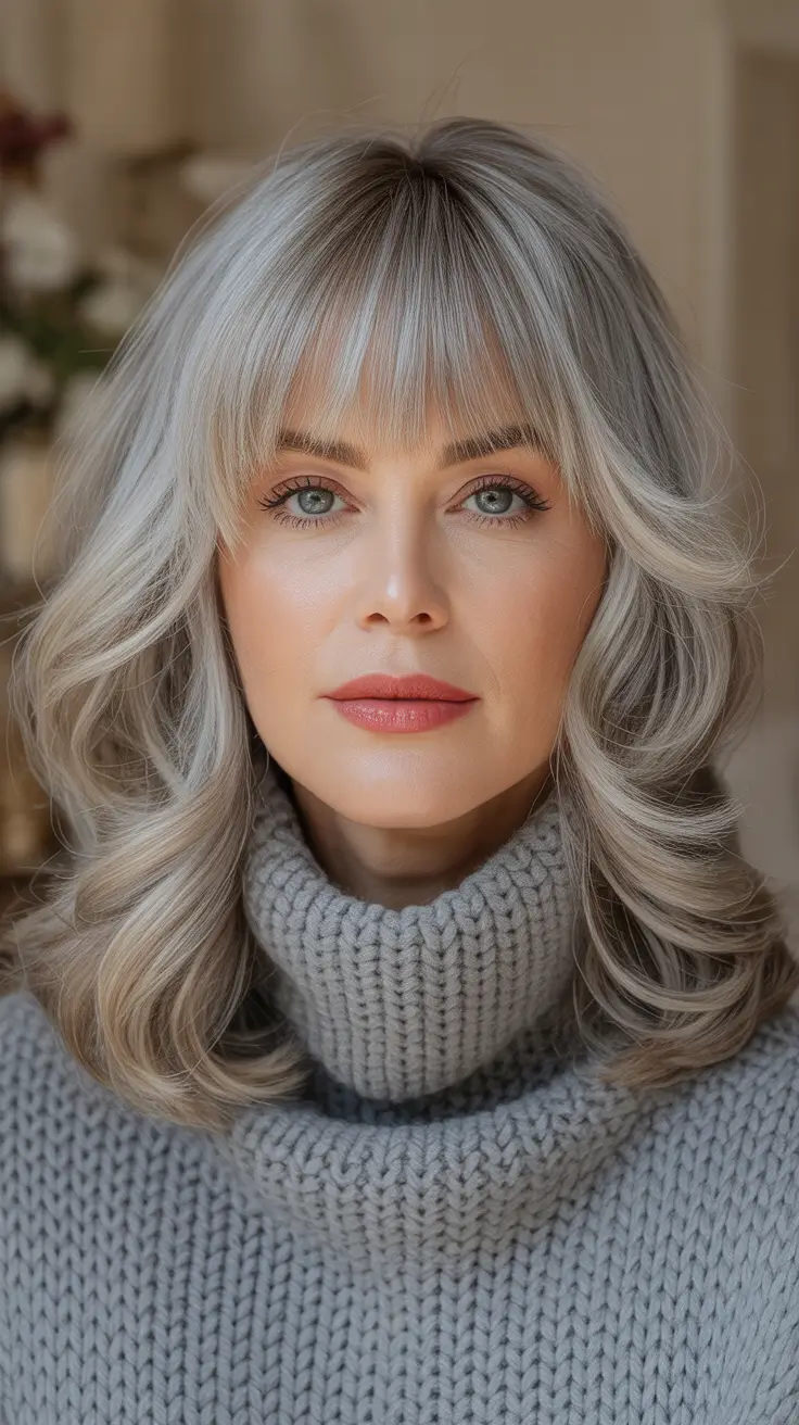 haircuts for medium hair Silver Frost Soft Swirl