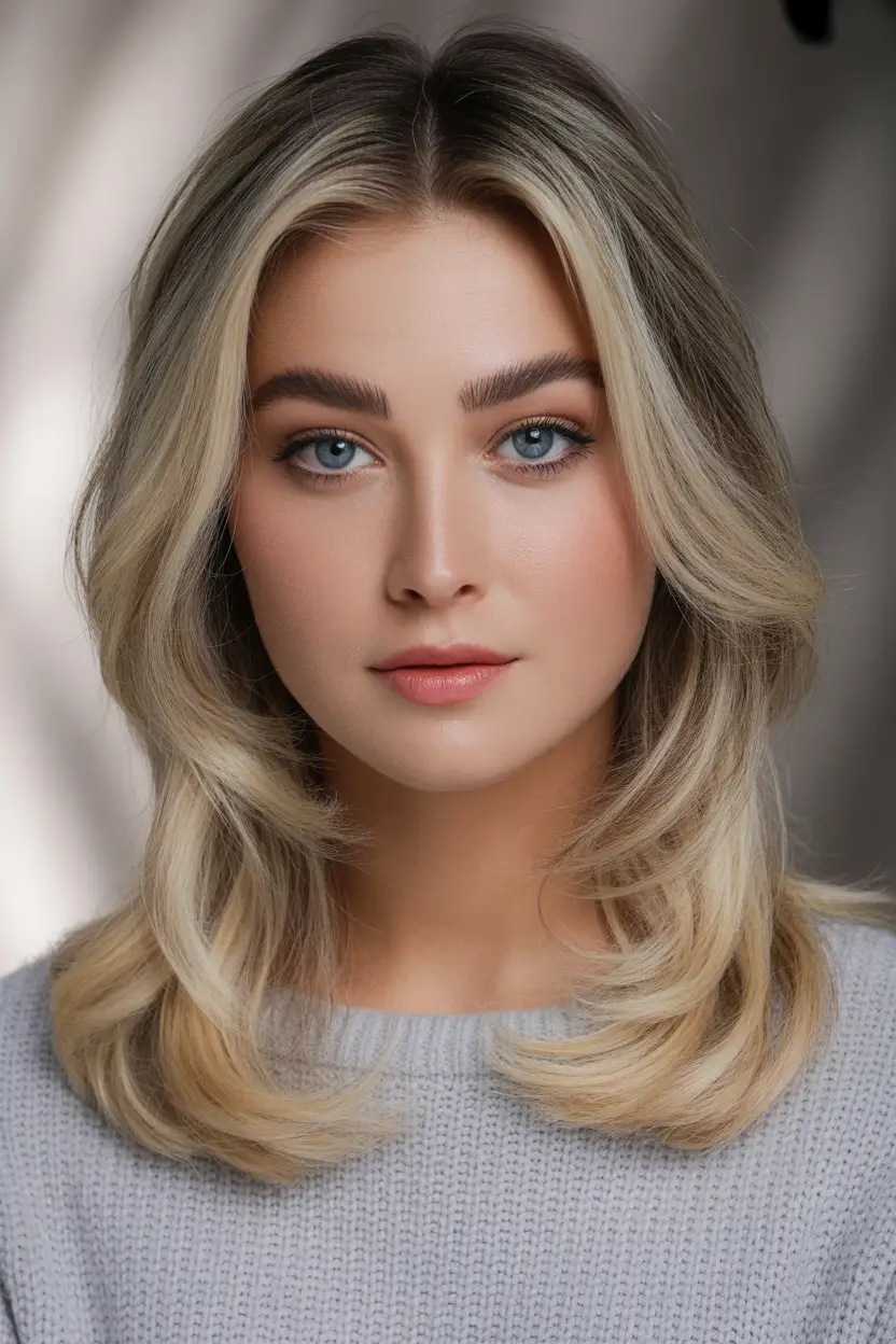 haircuts for medium hair Soft Blonde Polished Cascade