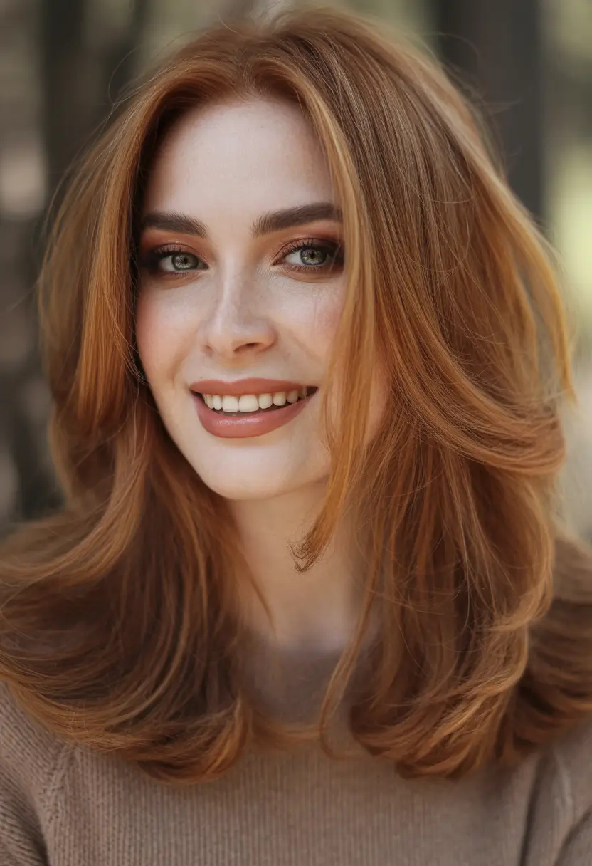 haircuts for medium hair Copper Featherlight Layers
