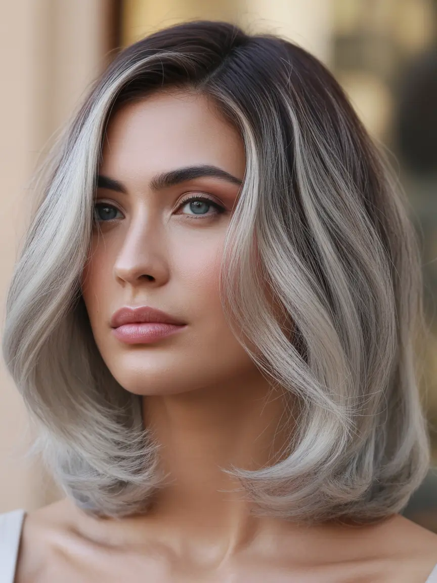 haircuts for medium hair Silvered Contour Bob