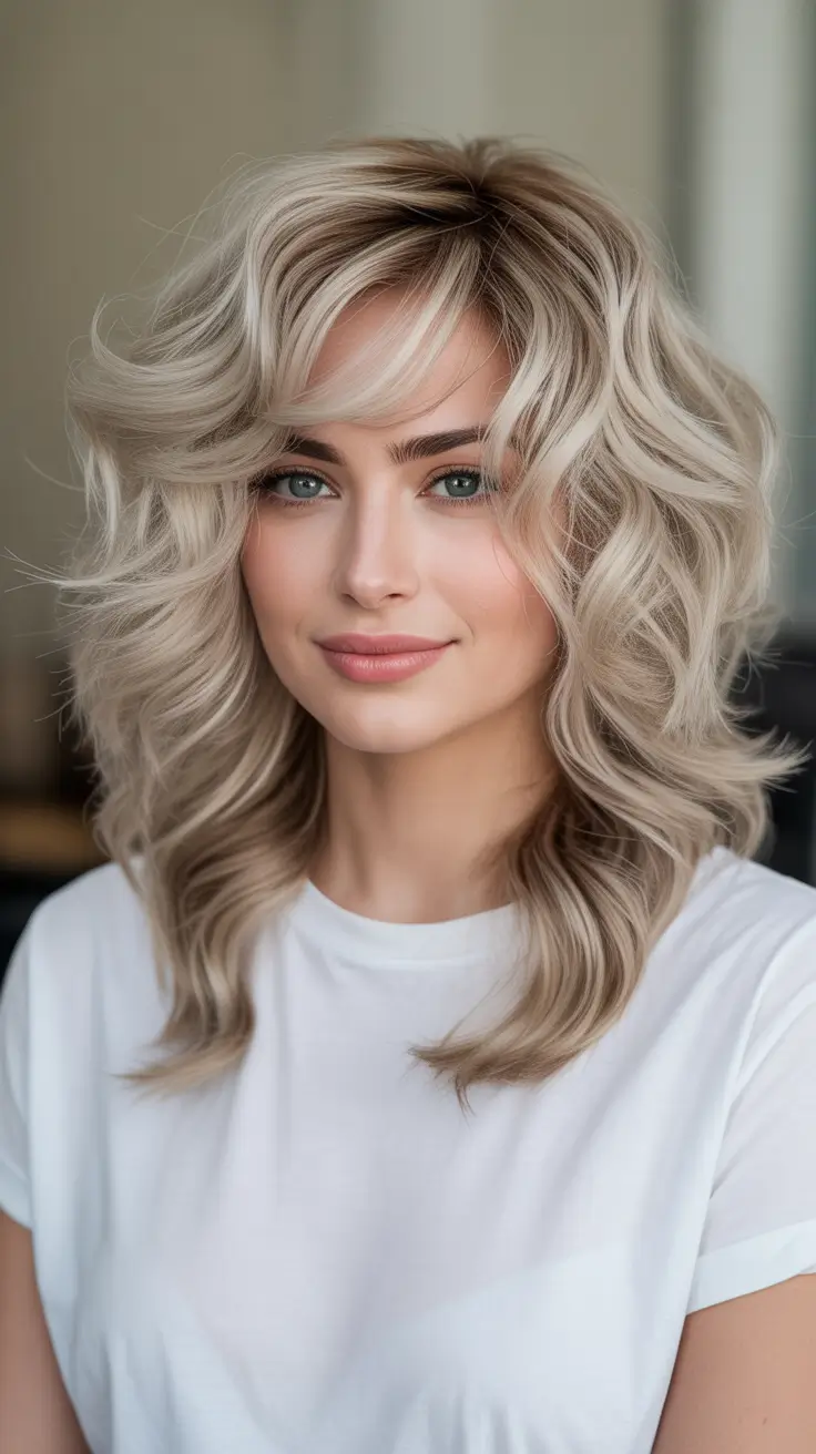 haircuts for medium hair Feathered Vanilla Curl-Out