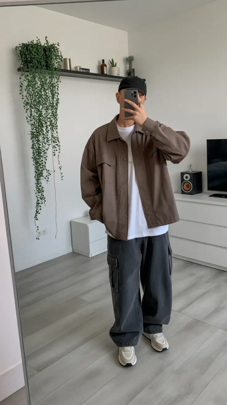 Outfits for Men Laid Back Neutrals Oversized Utility Silhouettes