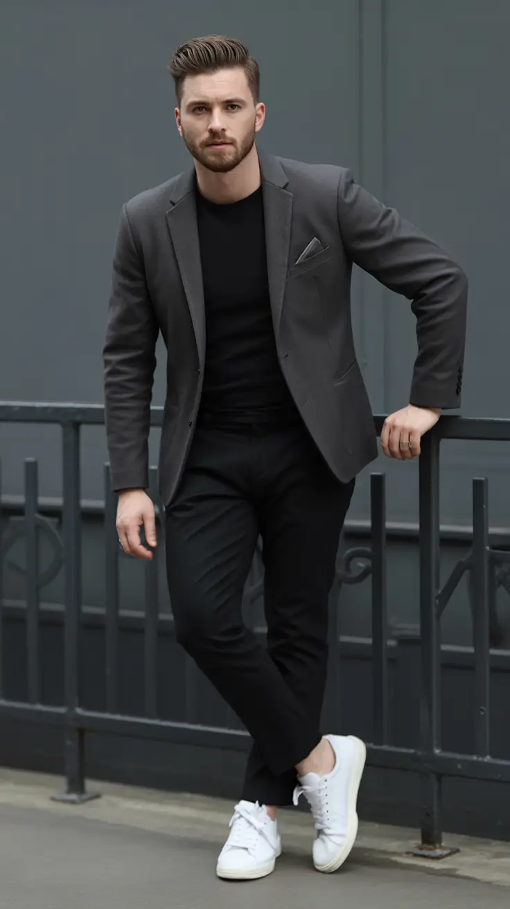 Outfits for Men Monochrome Grey Tailoring With Street Simplicity