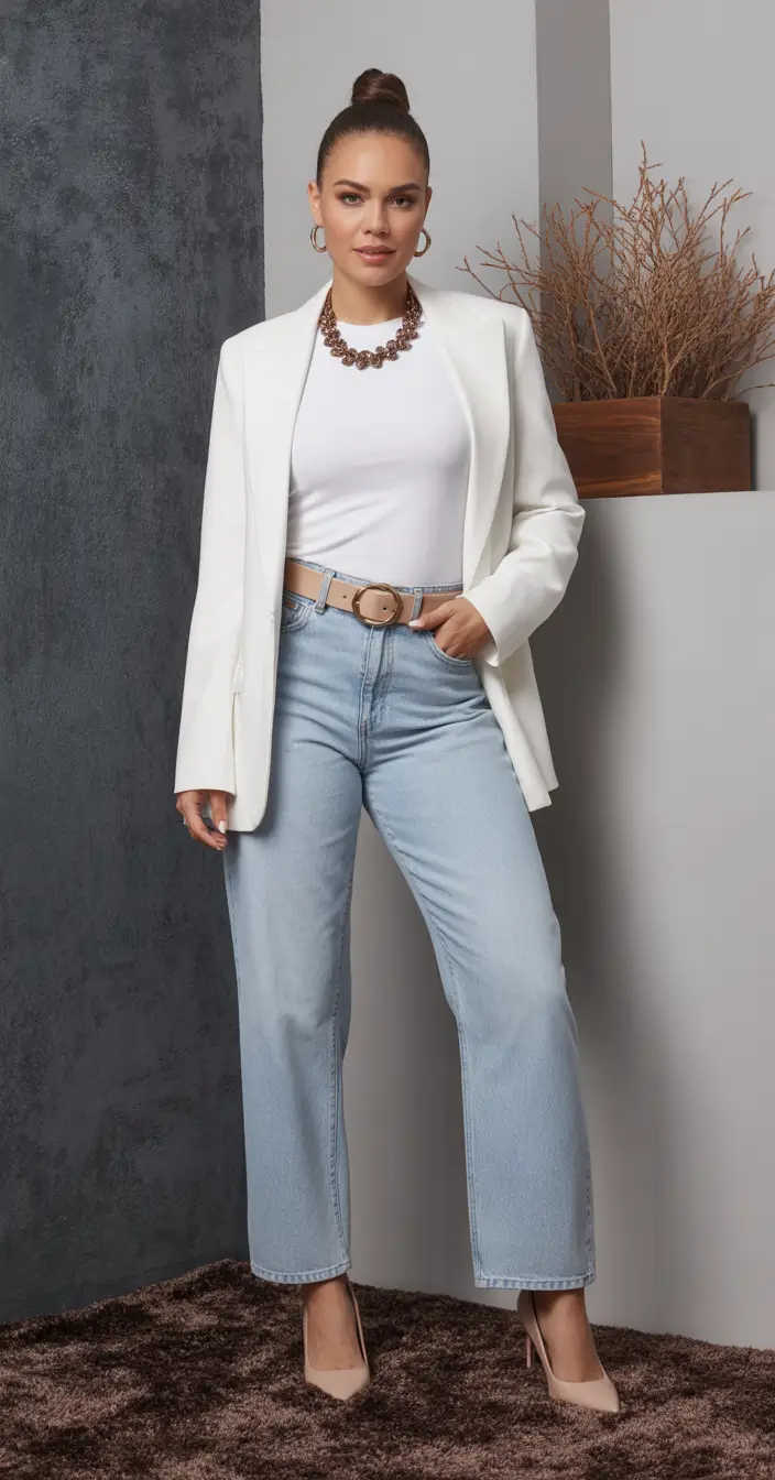 Outfits for Women Over 40 Crisp Whites with Relaxed Denim Confidence