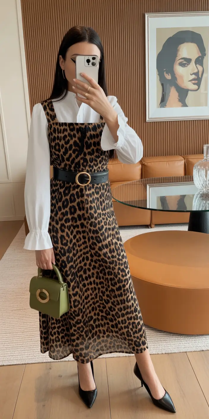 Outfits for Women Over 40 Playful Leopard Layers with Feminine Structure