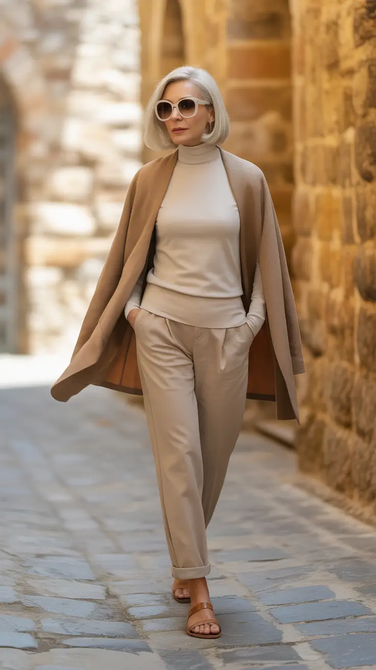 Outfits for Women Over 40 Warm Neutrals for Effortless Resort Evenings