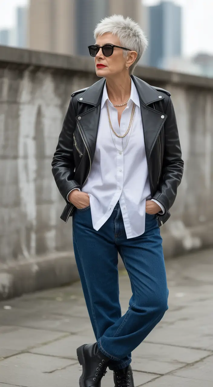Outfits for Women Over 50 Urban-Edge-With-a-Weekend-Rebel-Vibe