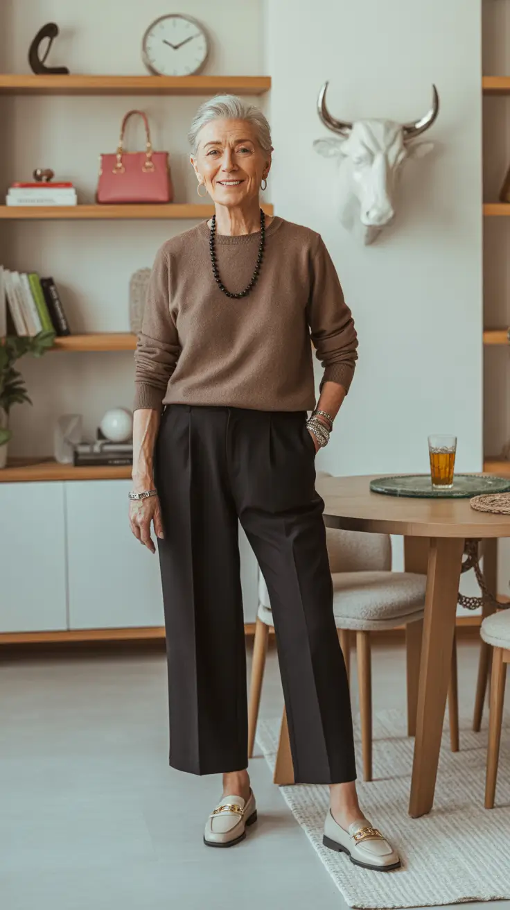 Outfits for Women Over 50 Relaxed-Taupe-Comfort-With-Polished-Details