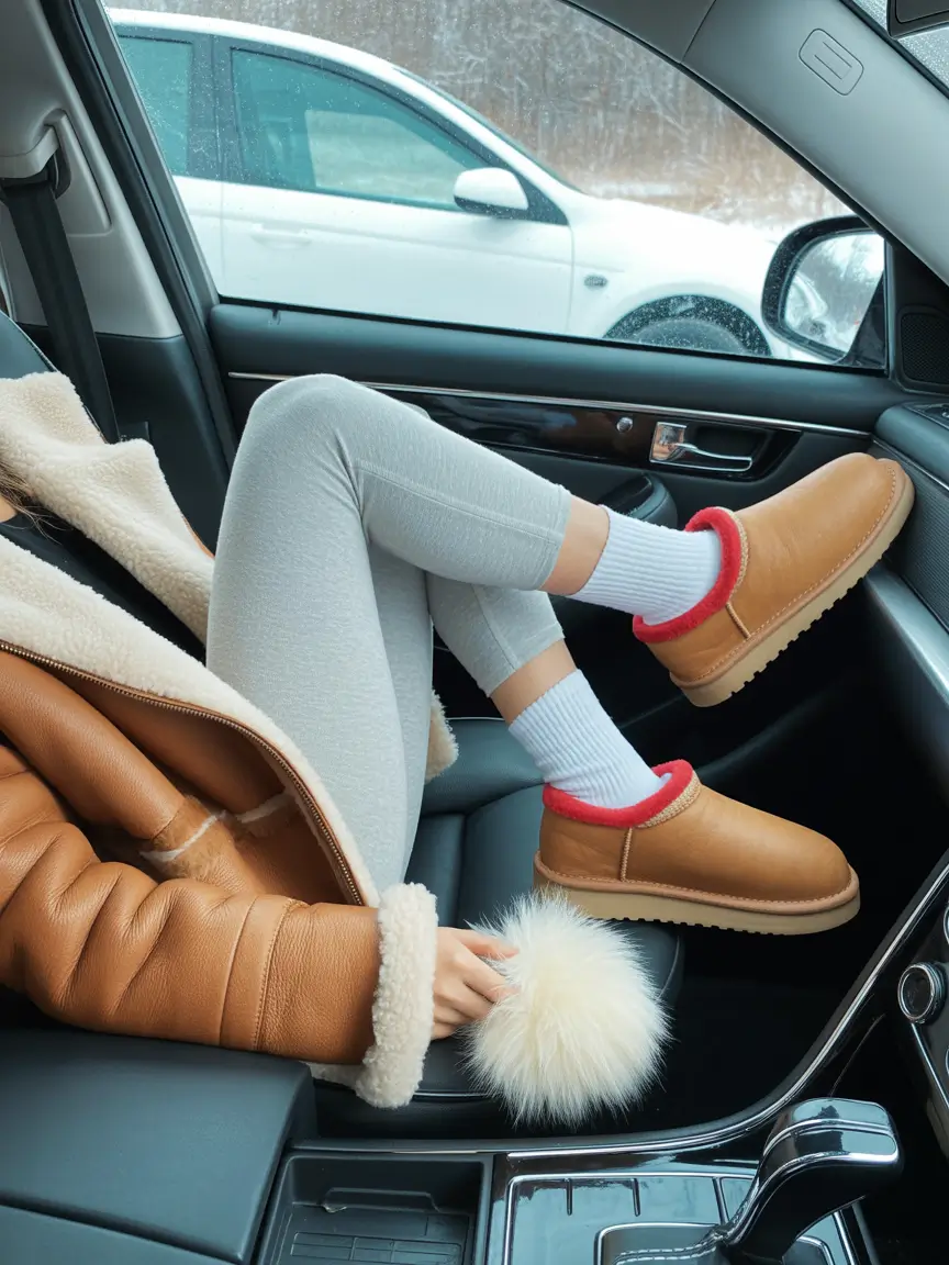 ugg outfits Cozy Winter Car Style with Classic Ugg Comfort
