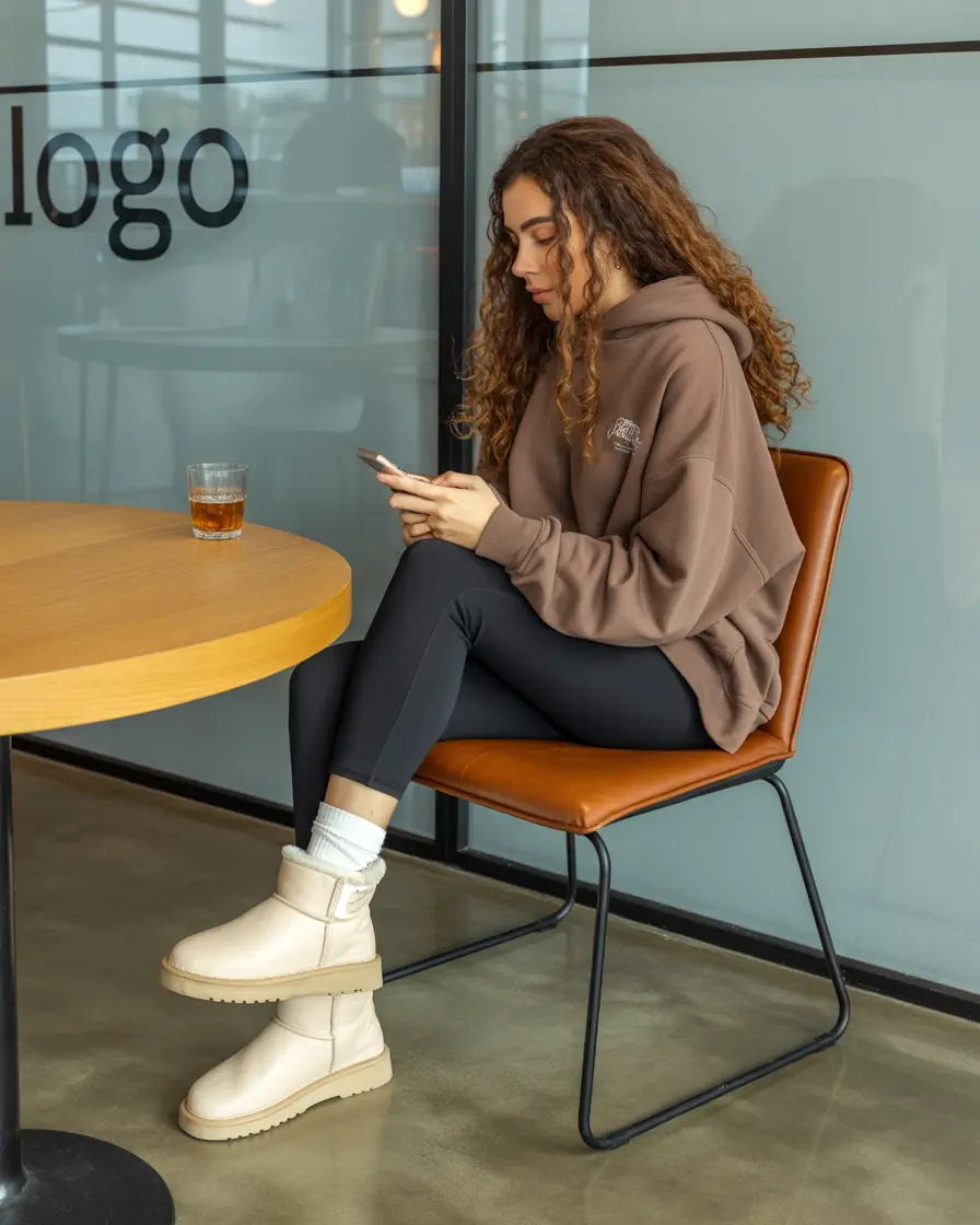 ugg outfits Modern Café Comfort in Warm Neutrals