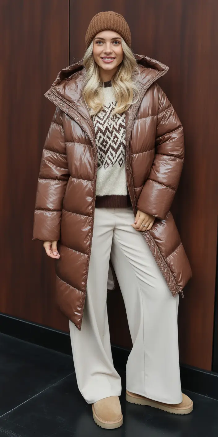 ugg outfits Cozy Winter Layers in Chocolate and Cream