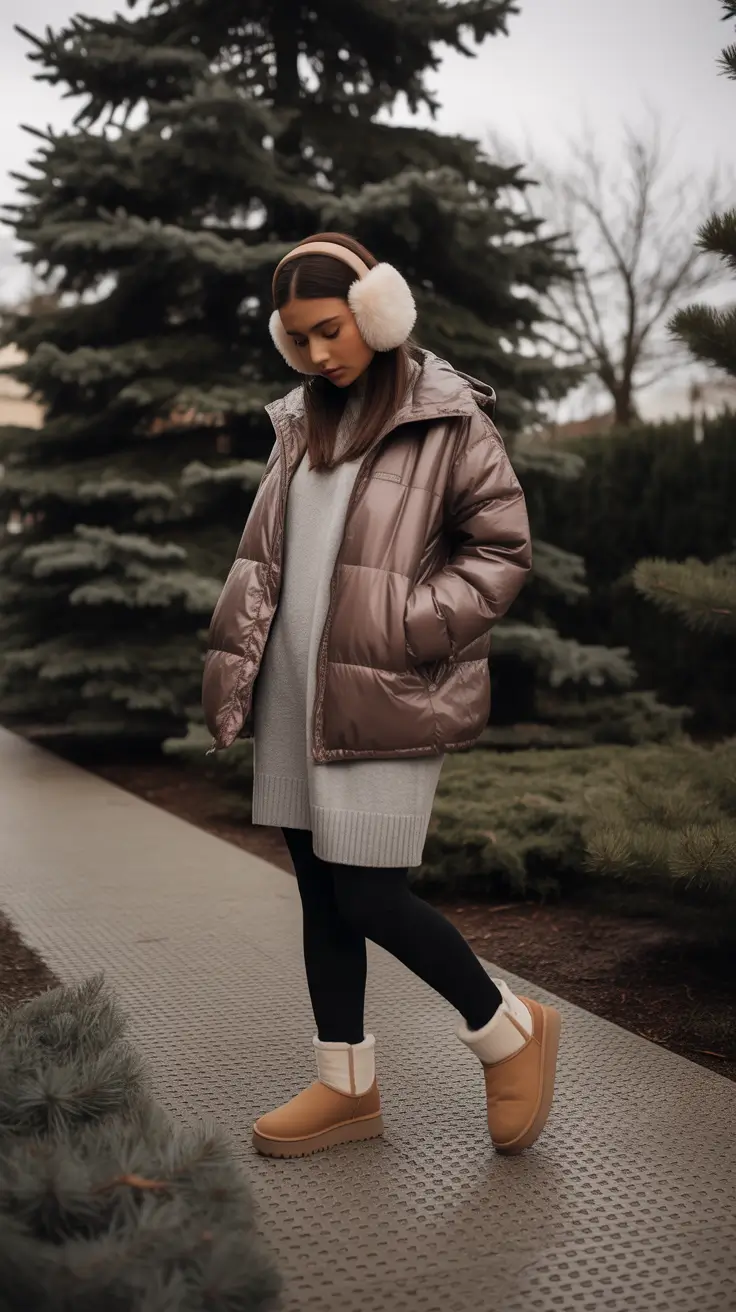 ugg outfits Winter Serenity - Soft Puffer and Warm Tones