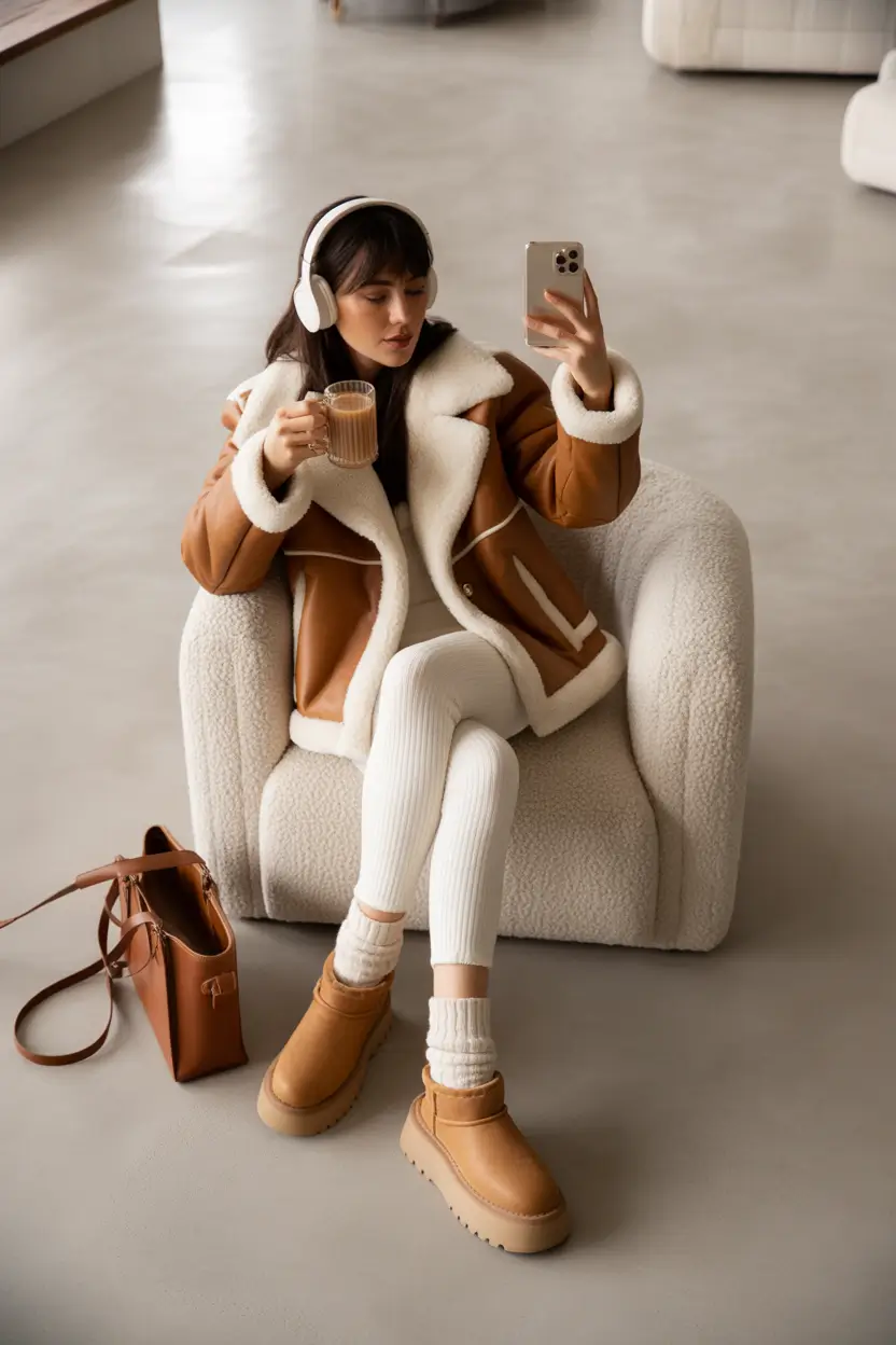ugg outfits Soft Monochrome Moment - Coffee and Shearling