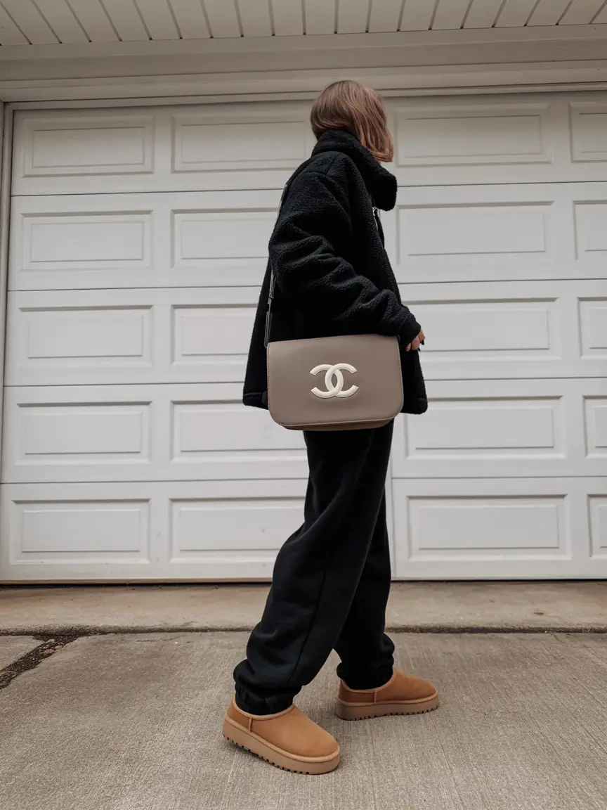 ugg outfits Monochrome Streetwear with Luxe Details