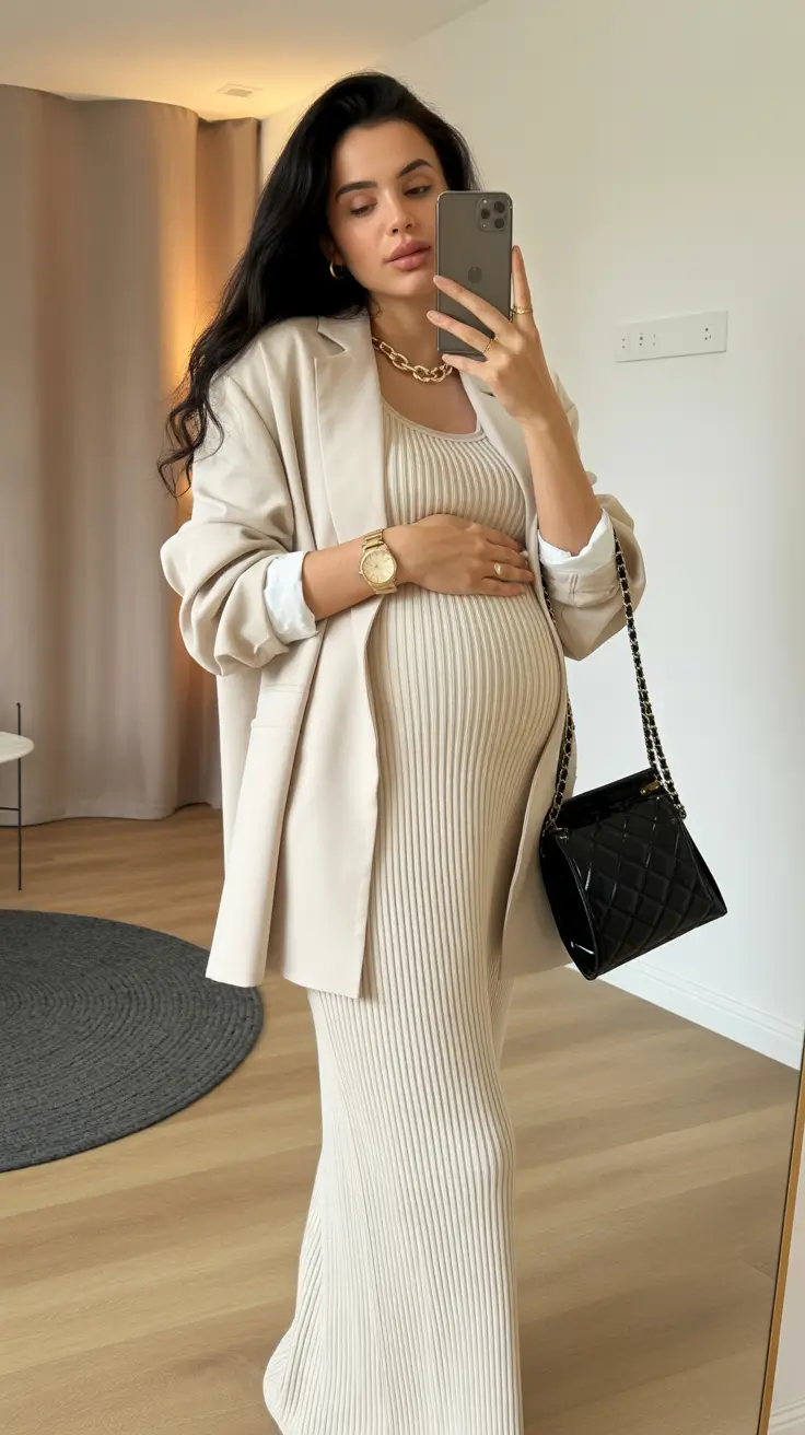 pregnancy-outfits-Minimalist-Power-with-Luxe-Neutrals
