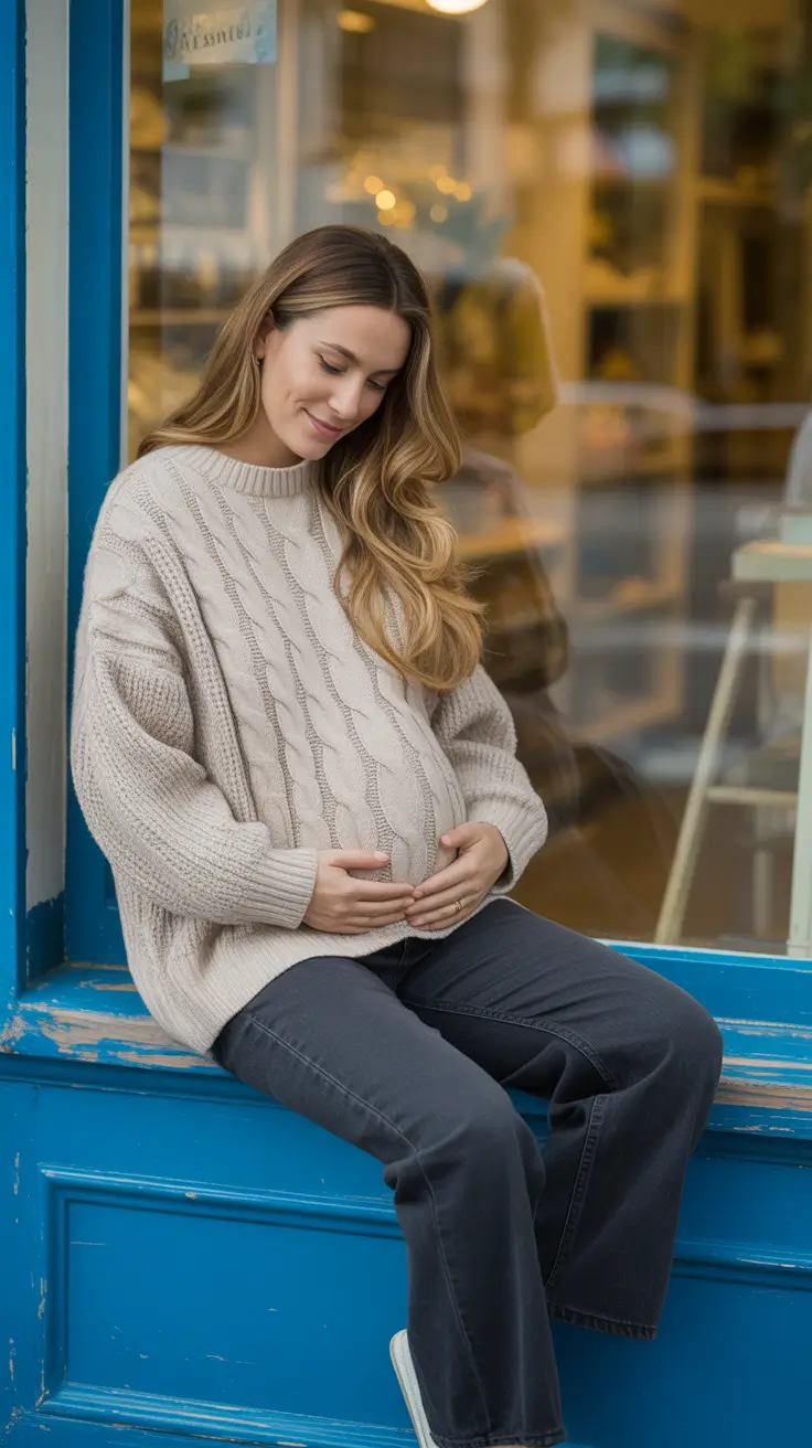 pregnancy-outfits-Cable-Knit-Calm-for-Everyday-Ease