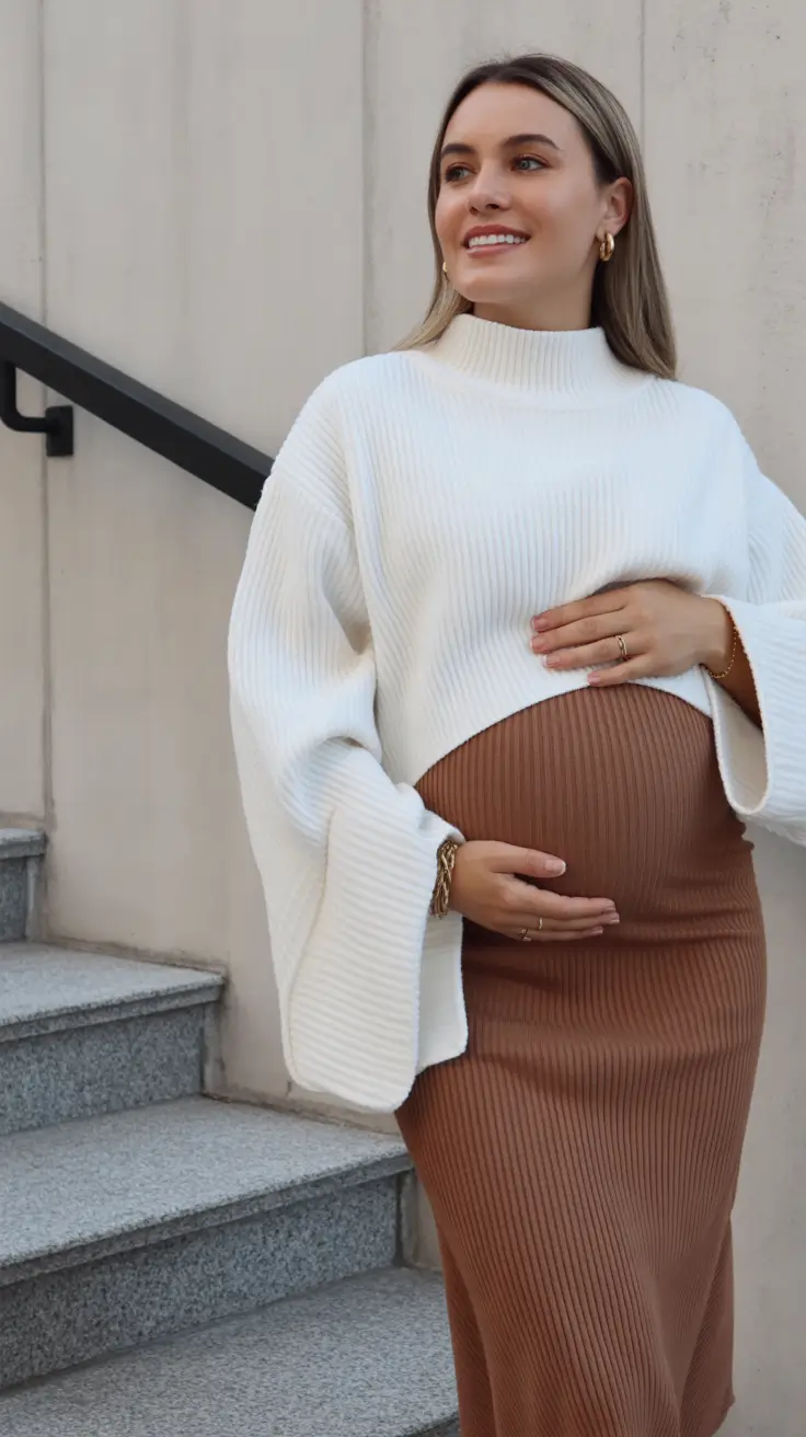 pregnancy-outfits-Cozy-Contrasts-in-Winter-Warmth
