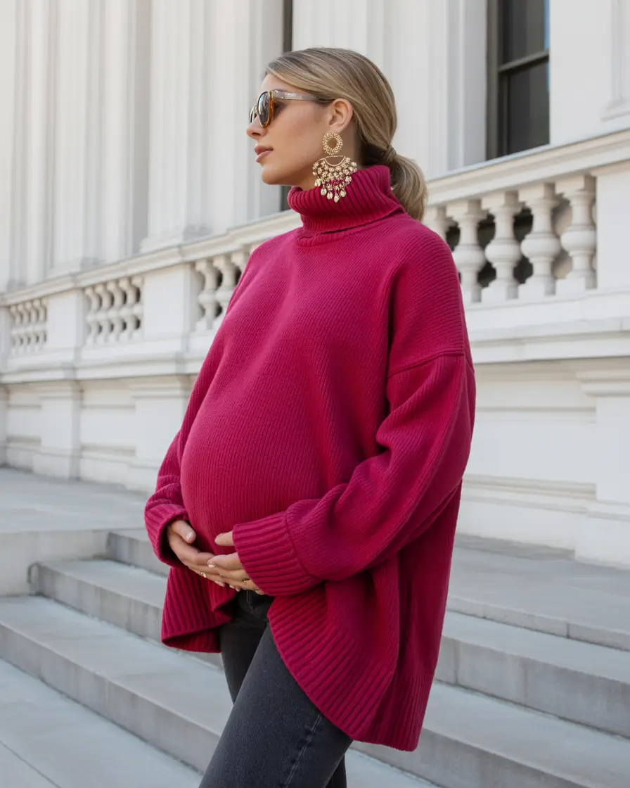 pregnancy-outfits-Fuchsia-Boldness-Statement-Elegance