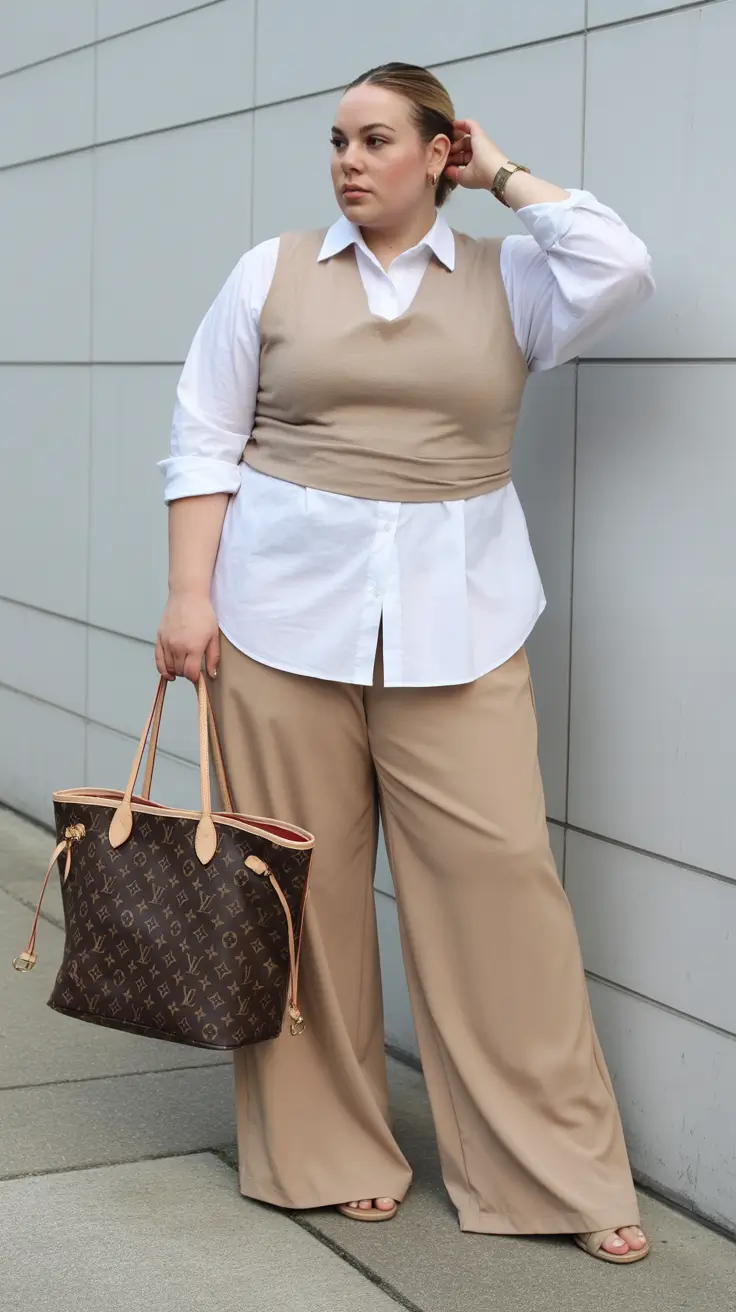 plus size outfits 2026 Neutral Harmony Layers