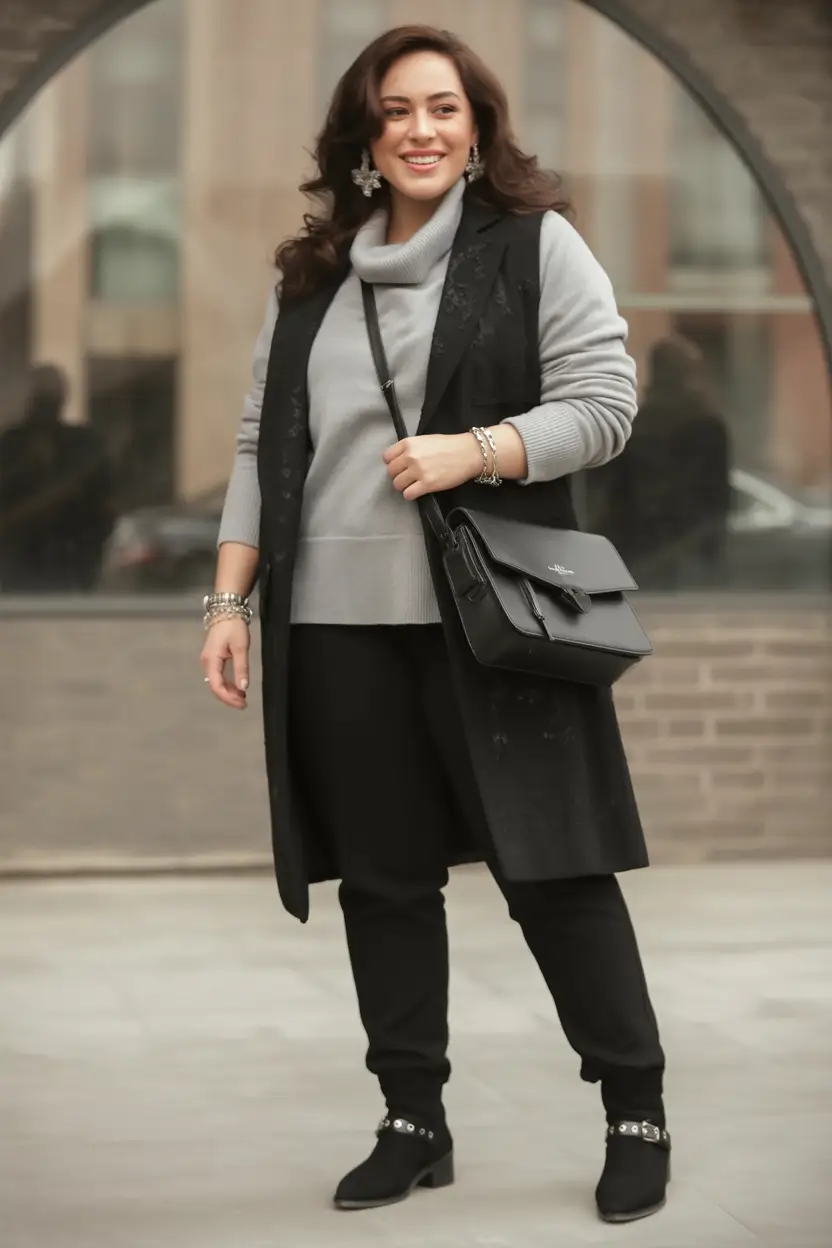 plus size outfits 2026 Layered Gray Luxe