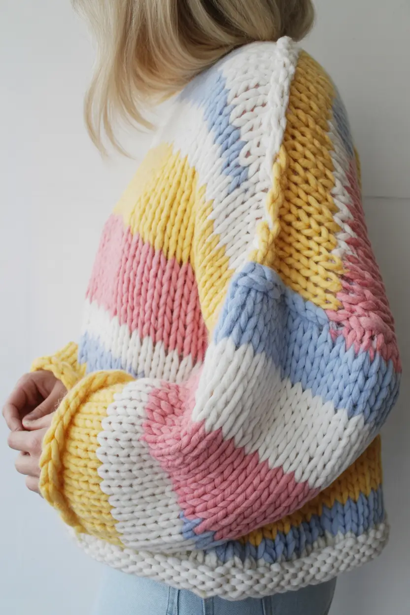 sweater outfits Yellow Pink Blue Candy Cloud Knits