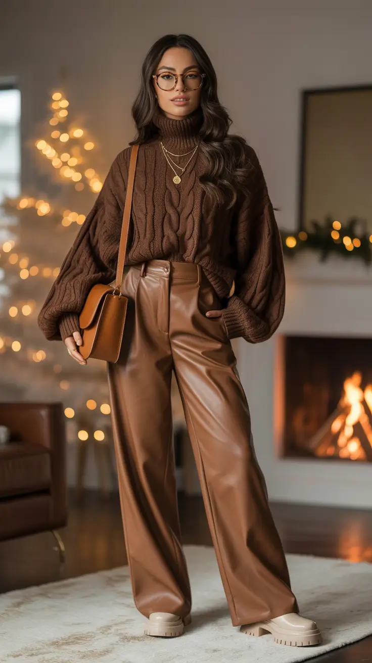 sweater outfits Brown Caramel Luxe Look