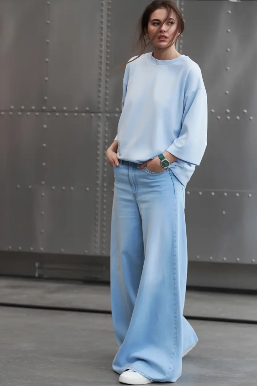 sweater outfits Blue Monochrome Serenity