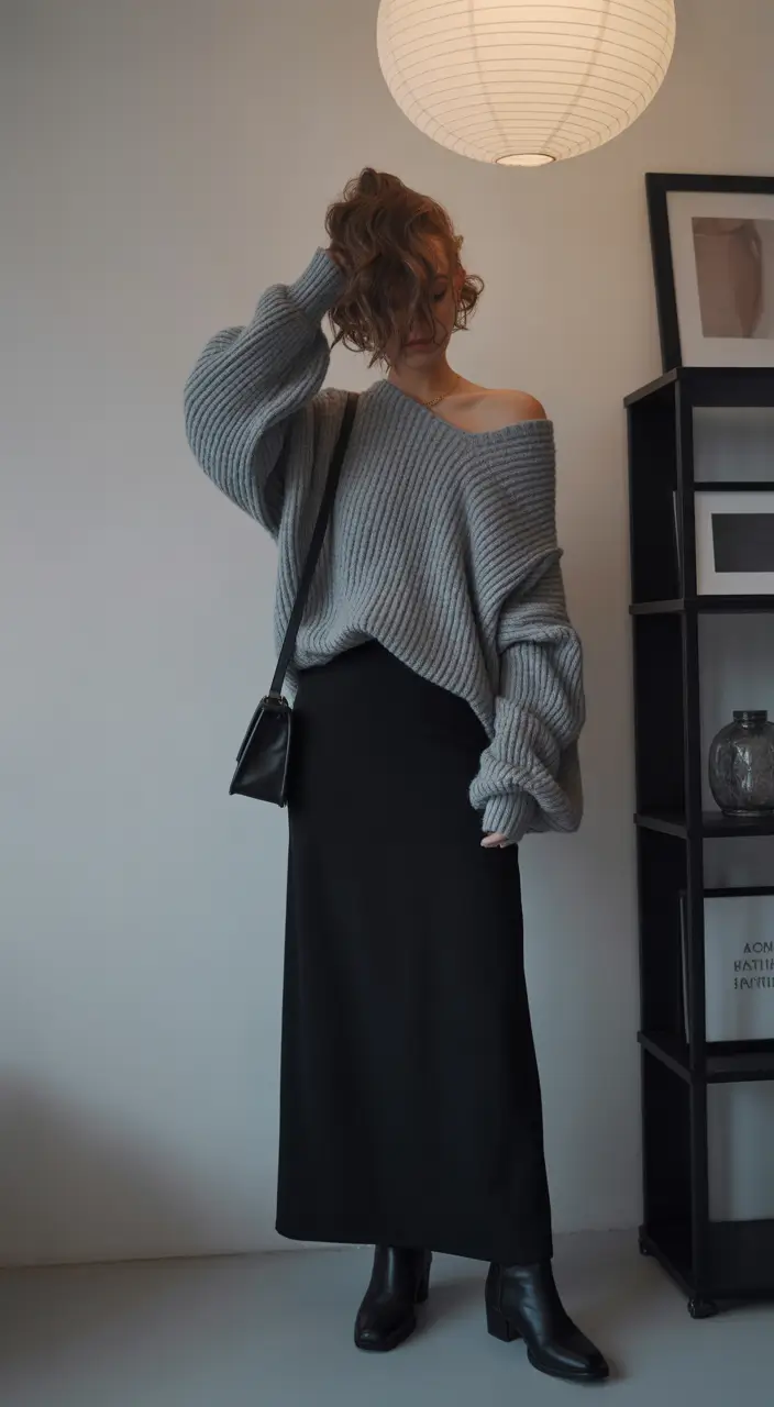 sweater outfits Grey Black Monochrome Poise