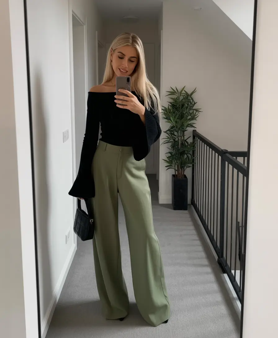 Capsule Wardrobe Outfits 2026 Evening Minimalist Glamour With Soft Green Tailoring