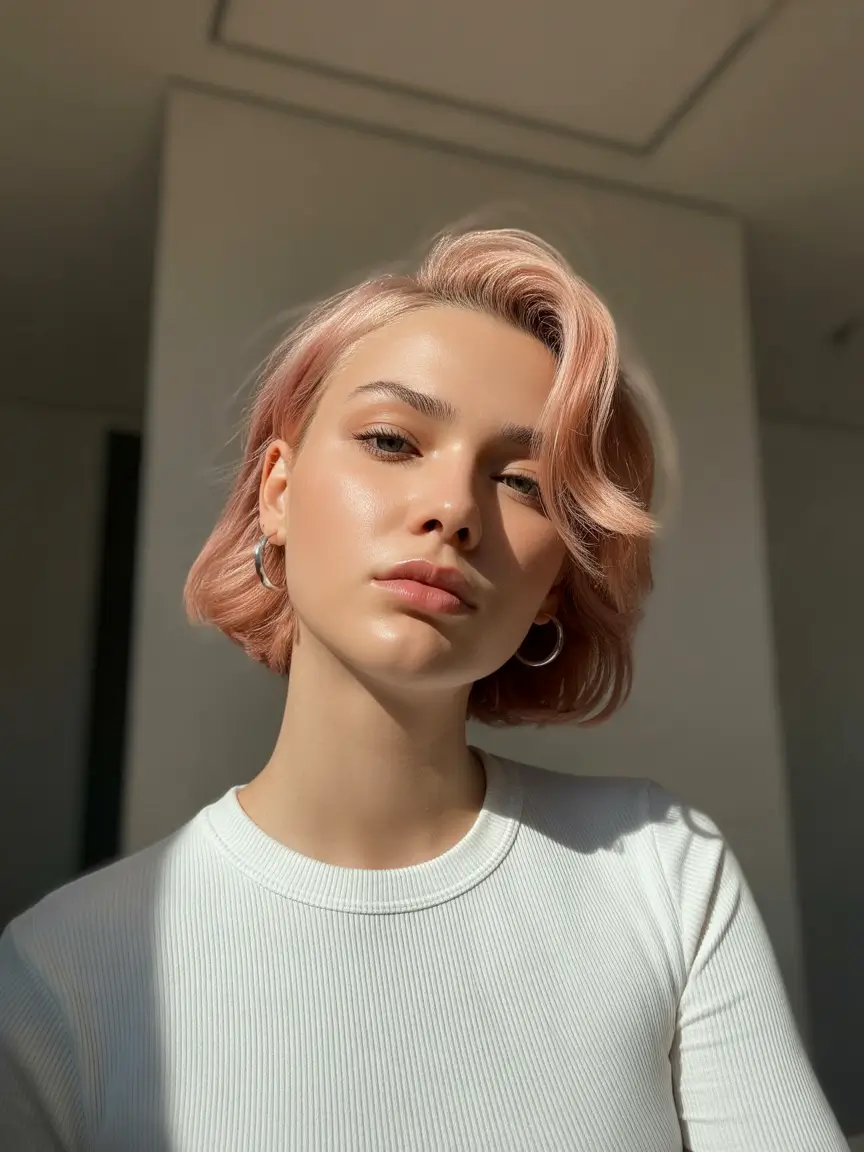 haircuts for thin fine hair Pastel-Rose-Short-Bob-With-Soft-Sweep