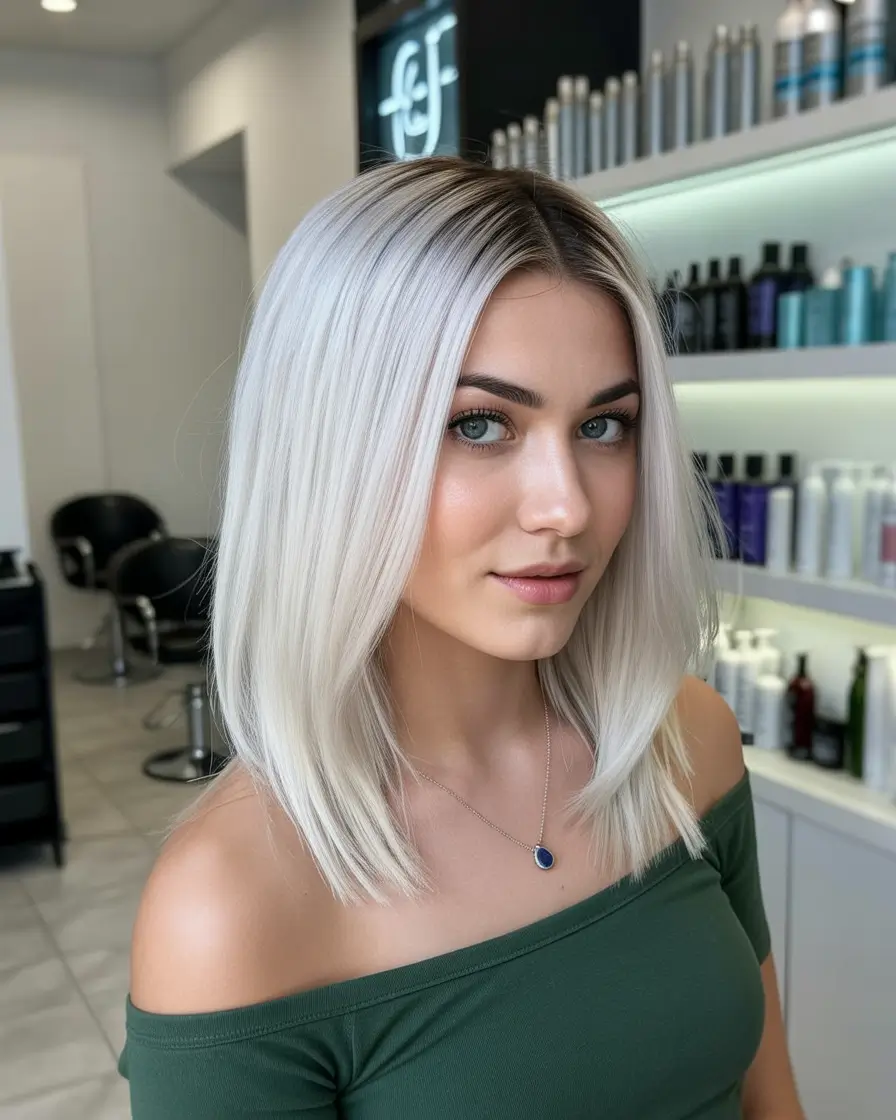 haircuts for thin fine hair Sleek-Platinum-Mid-Length-Cut-With-Blended-Roots