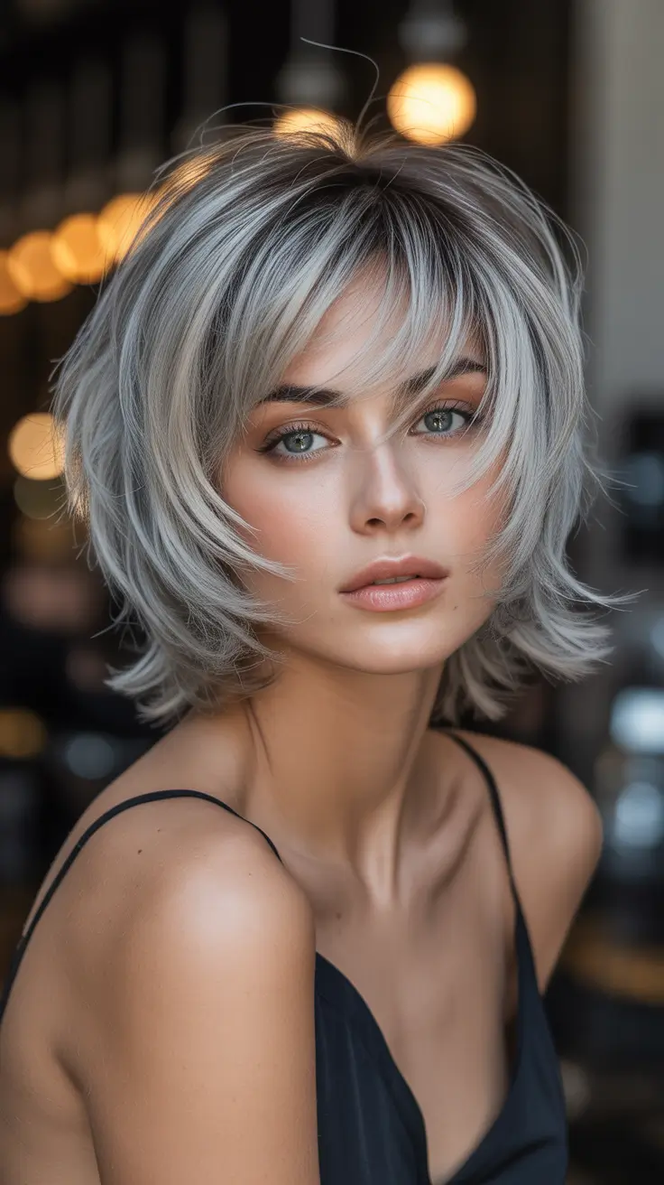 haircuts for thin fine hair Feathered-Silver-Shag-for-Weightless-Movement