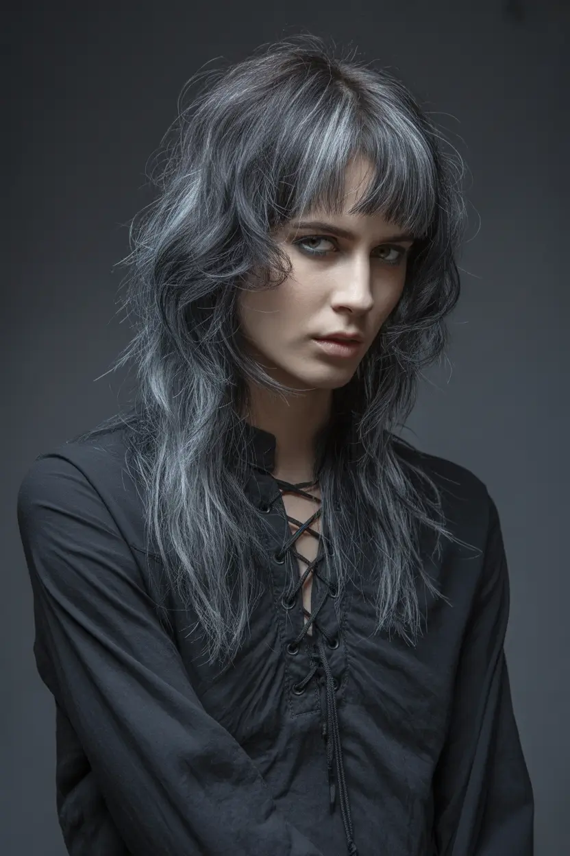 haircuts for thin fine hair Long-Graphite-Shag-With-Short-Bangs