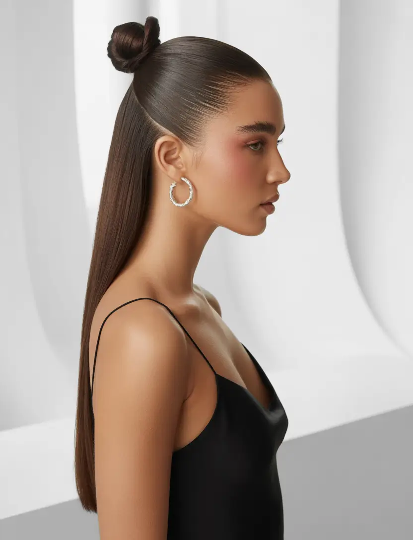 haircuts for long hair Half-Up Sleek Knot With Long Glassy Lengths