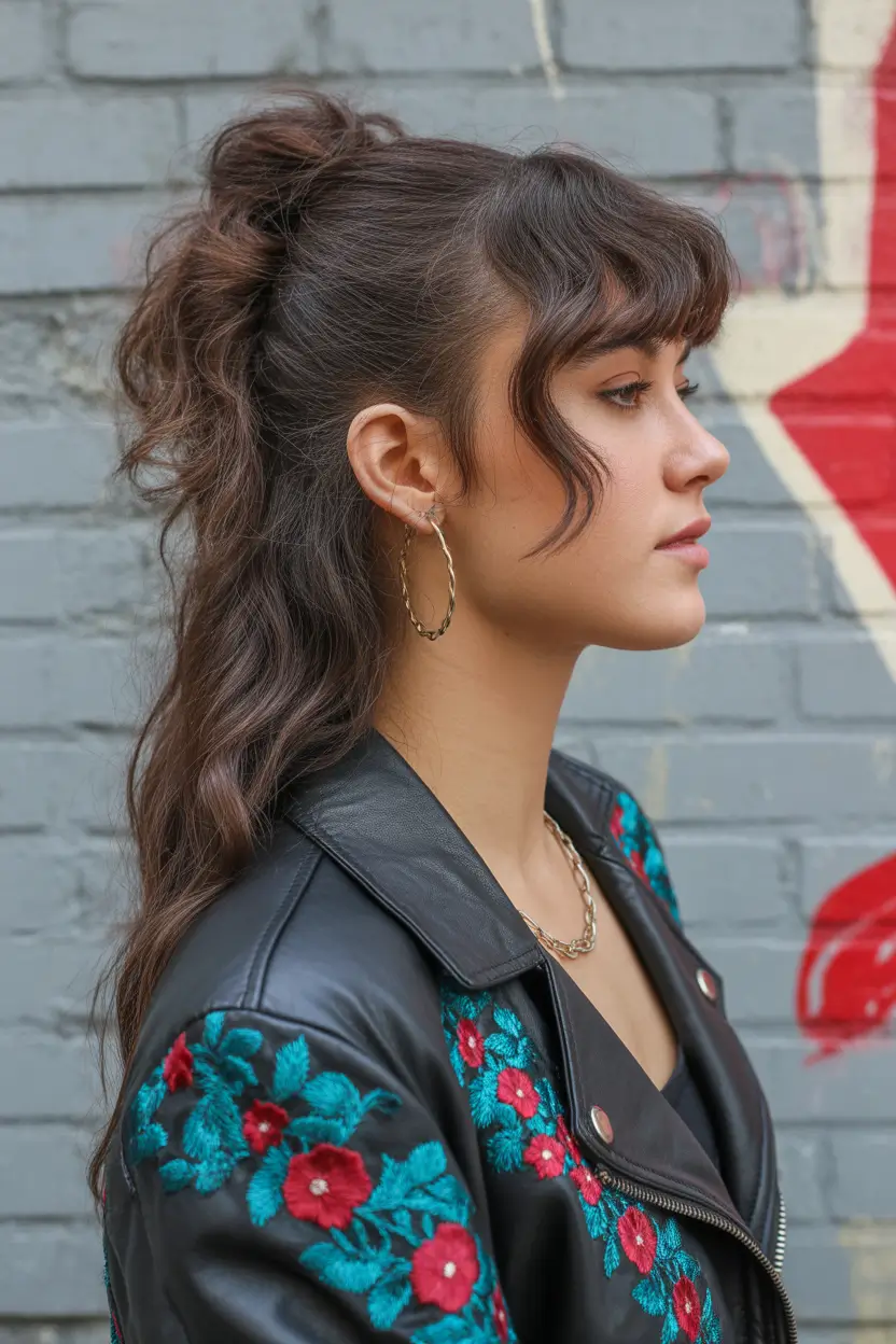 haircuts for long hair Textured Half-Up Style With Soft Fringe Waves