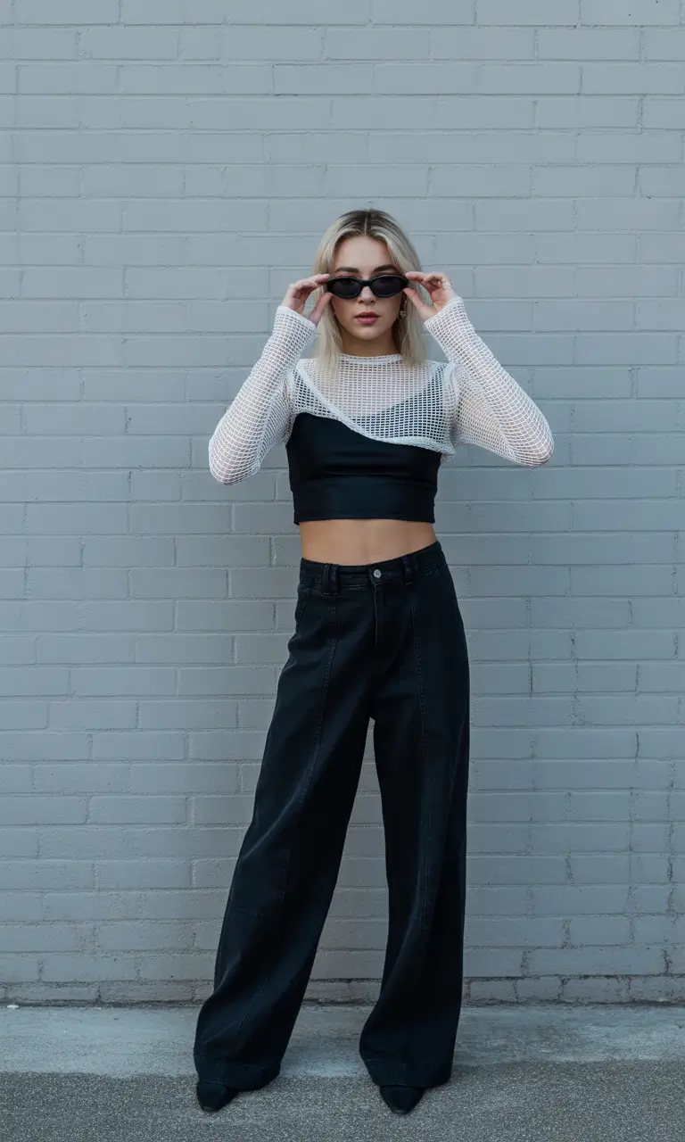 trendy outfits 2026 Urban Mesh Layers With Streetwise Confidence