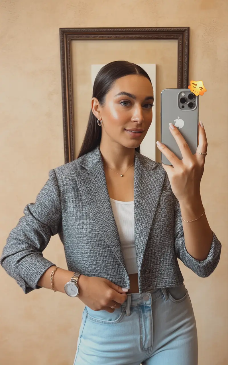 trendy outfits 2026 Cropped Blazer Minimalism With a Modern Twist