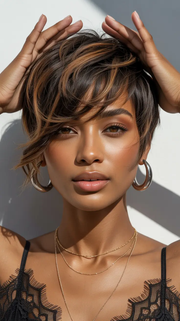 pixie-haircut Caramel Ribbon Pixie With Sunlit Texture