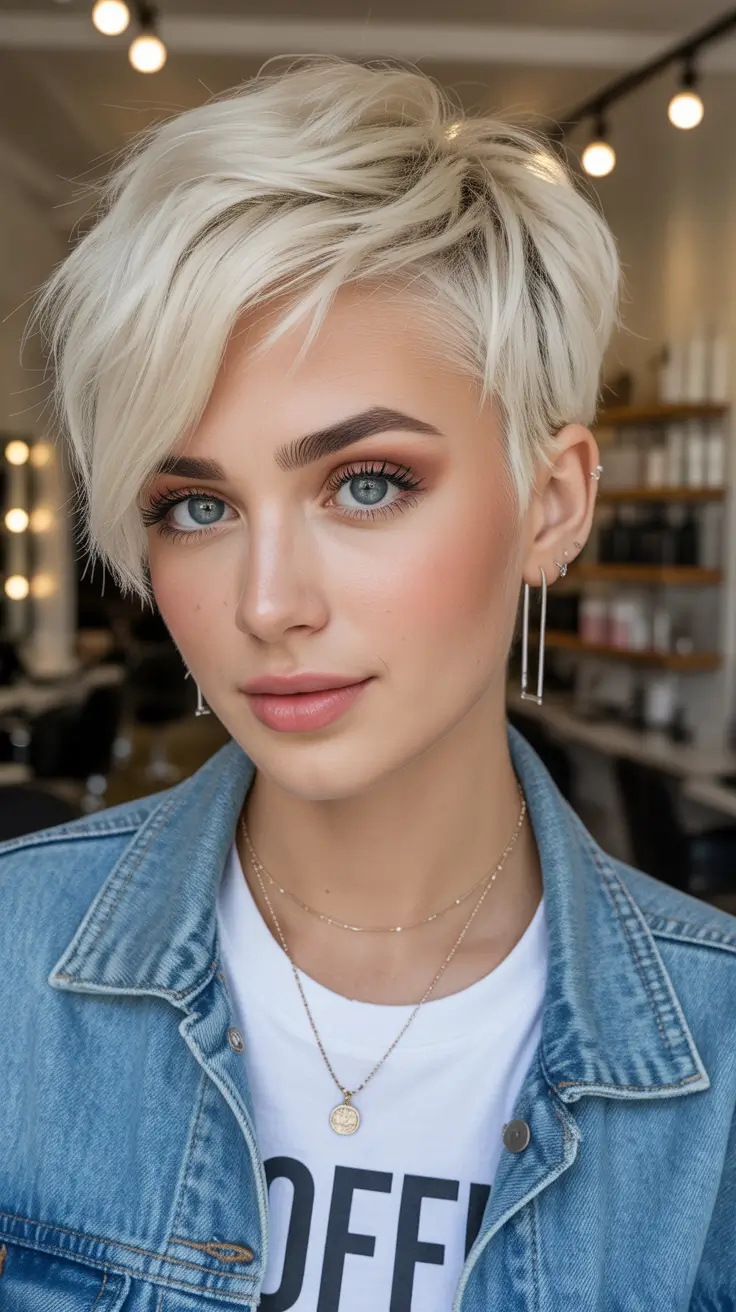 pixie-haircut Feathered Platinum Pixie With Salon-Ready Lift