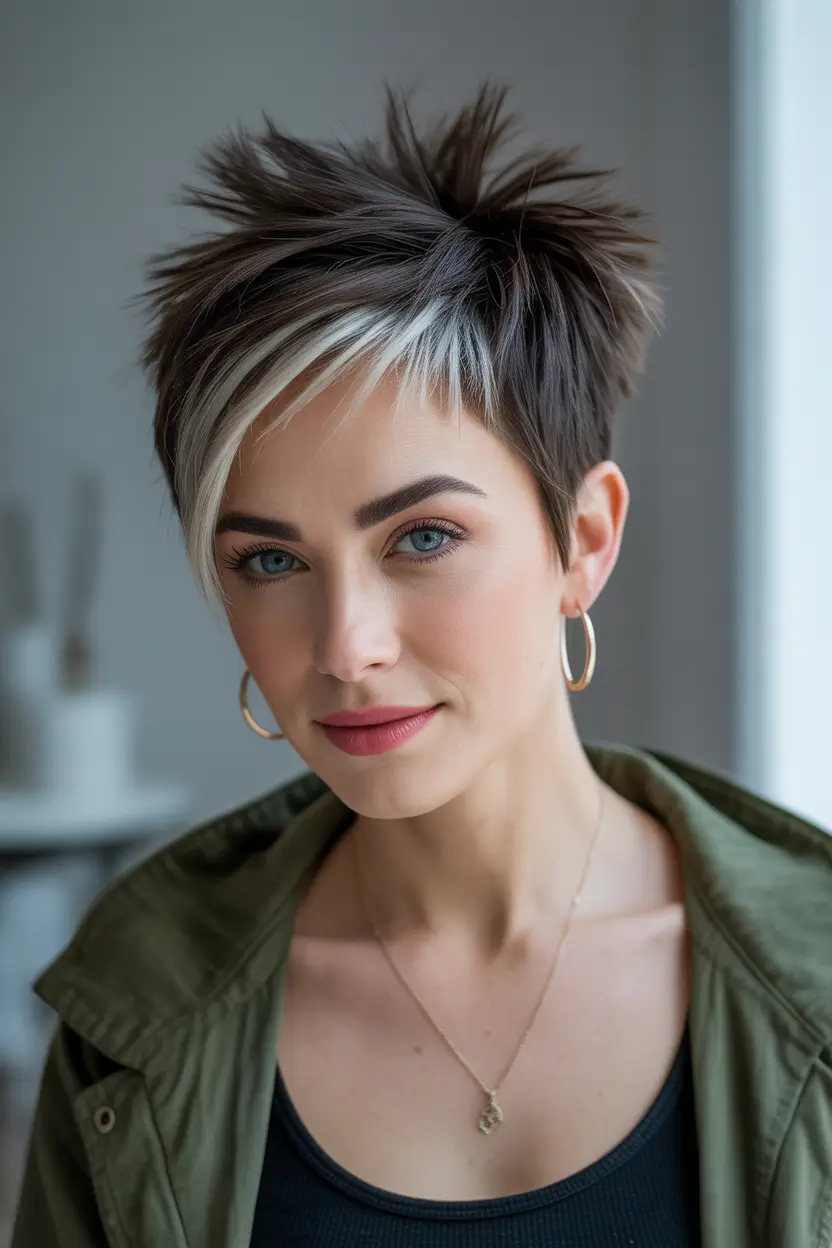 pixie-haircut Two-Tone Spiky Pixie With Bold Contrast Highlights