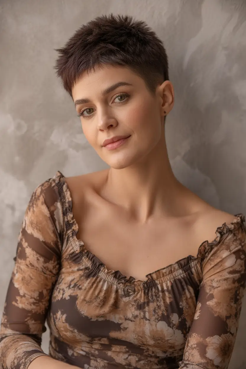 pixie-haircut Soft Textured Micro Pixie With Natural Warmth