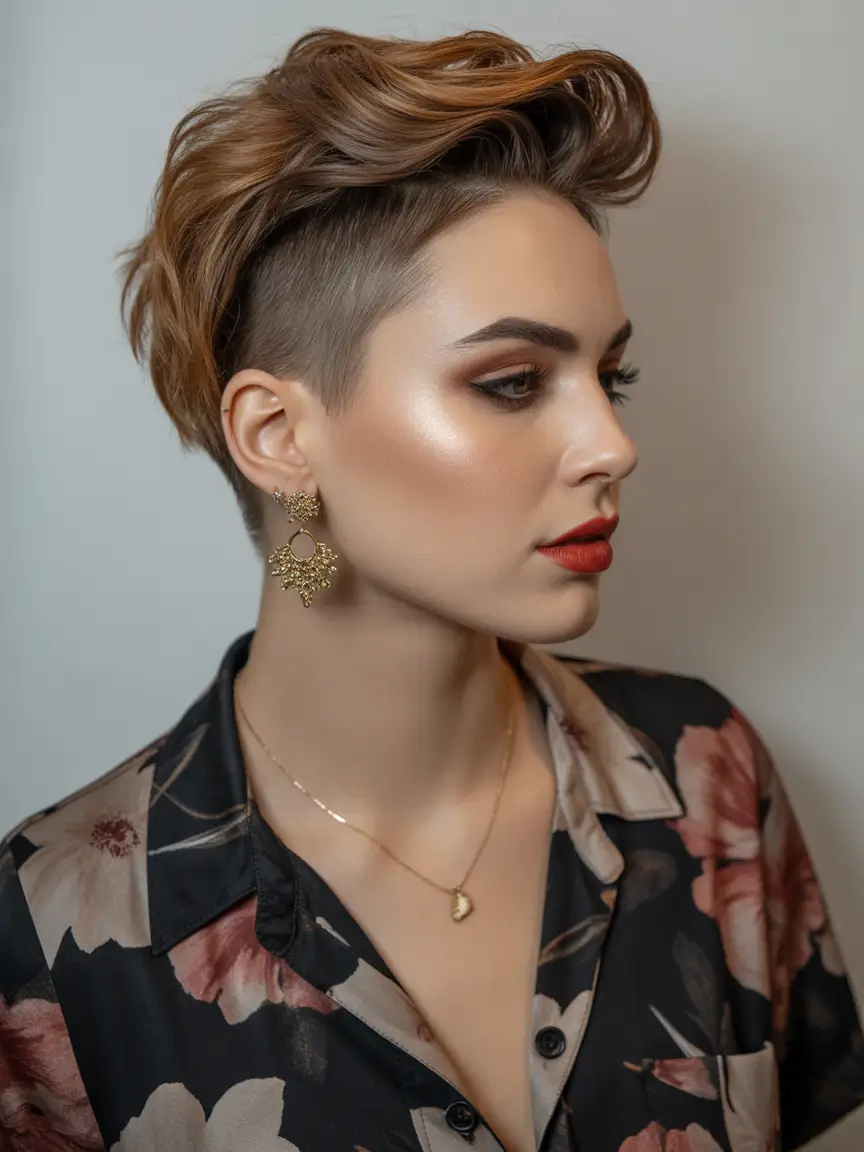 pixie-haircut Chestnut Volumized Pixie With Curved Quiff Lift