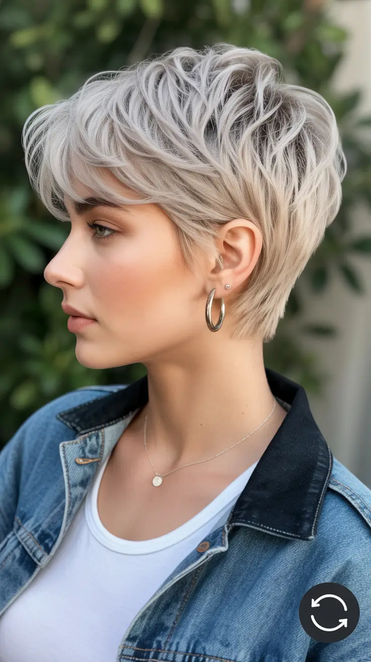 pixie-haircut Platinum Textured Pixie With Cool-Toned Brightness