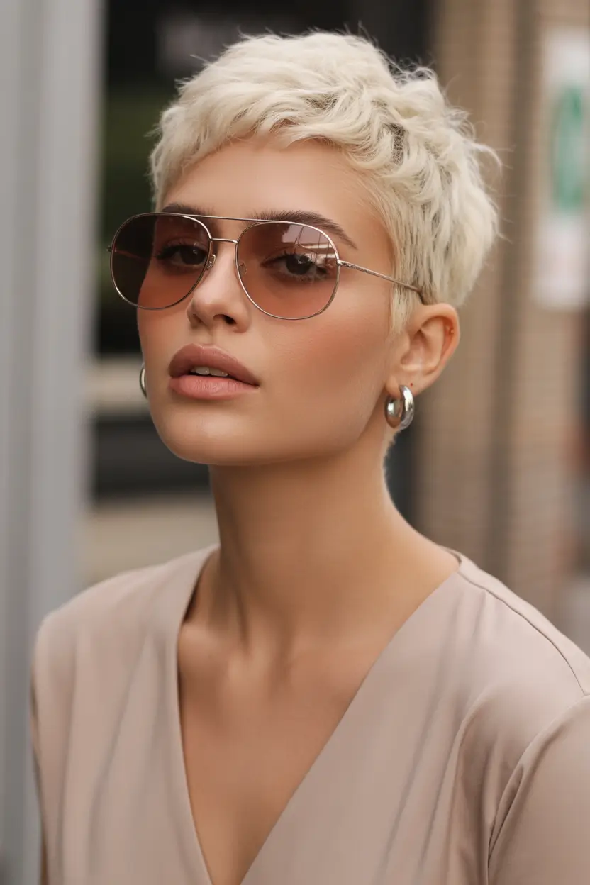 pixie-haircut Summer Platinum Pixie With Soft Curl Definition