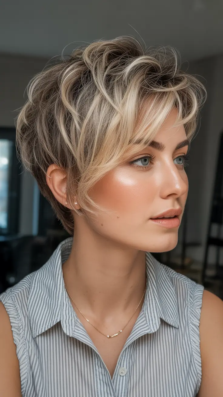 pixie-haircut Voluminous Blonde Pixie With Long Face-Framing Layers