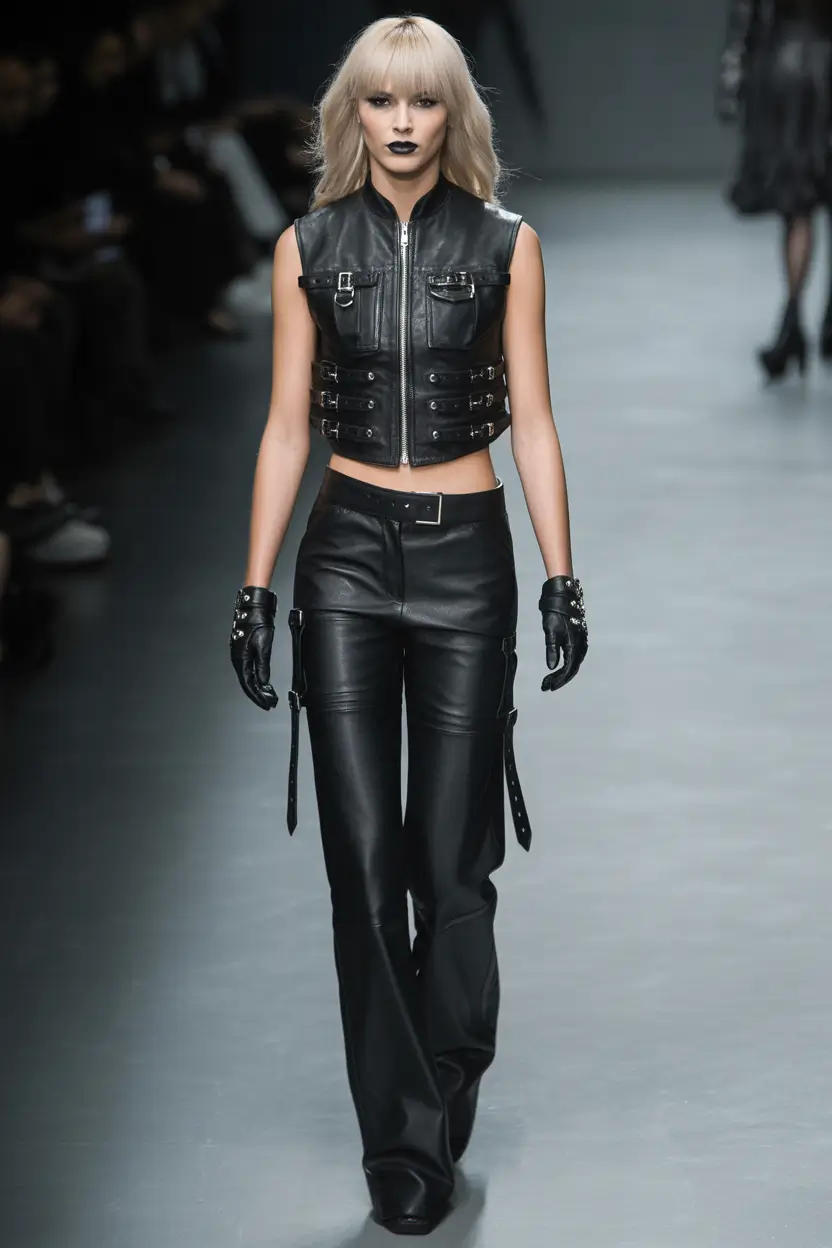 rave outfits Leather Confidence With a Dark-Glam Edge