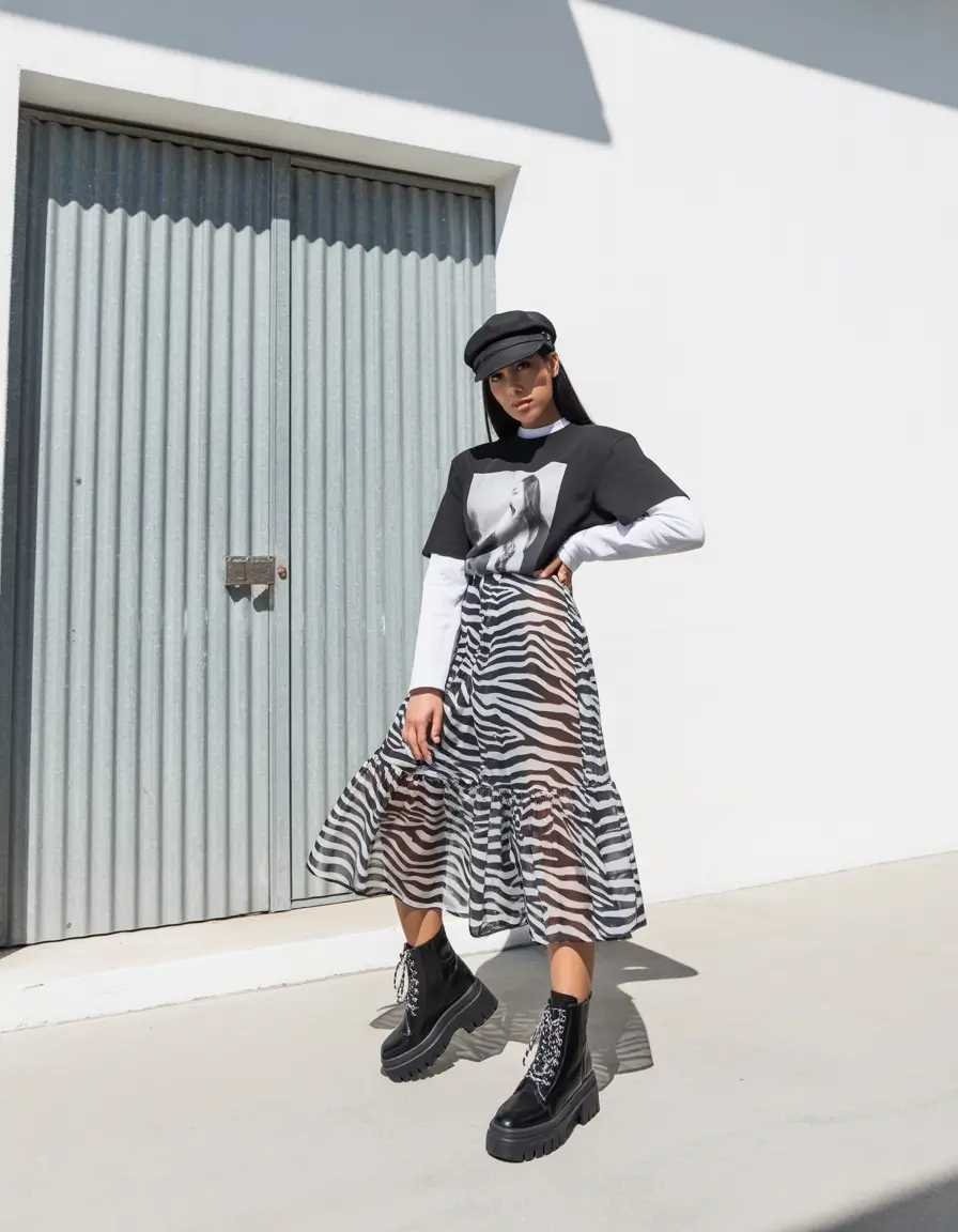 rave outfits Zebra Motion and Graphic Layers With Monochrome Confidence